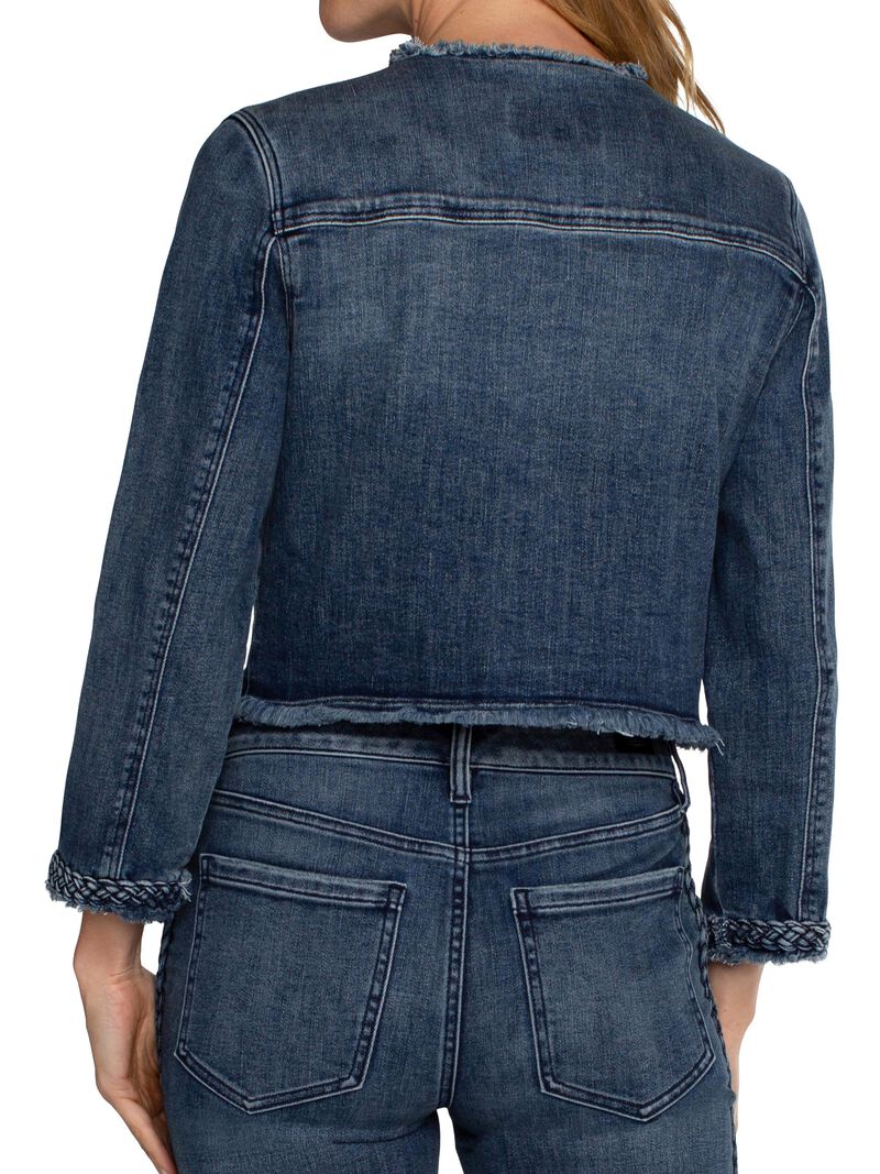 Woman Wears Liverpool - Denim Jacket W/ Braid image number 1