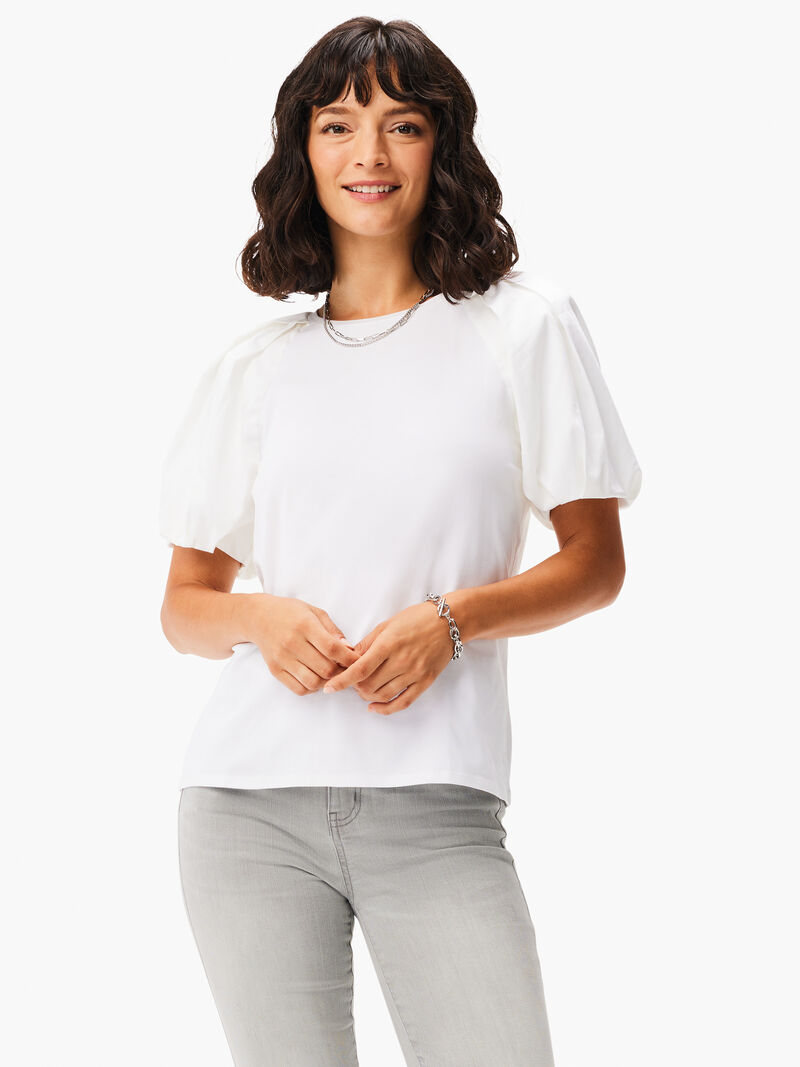 Woman Wears Mixed Media Statement Tee image number 0