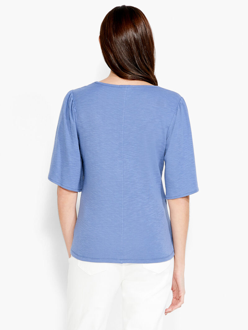 Woman Wears NZT Square Neck Flutter Sleeve Tee image number 2