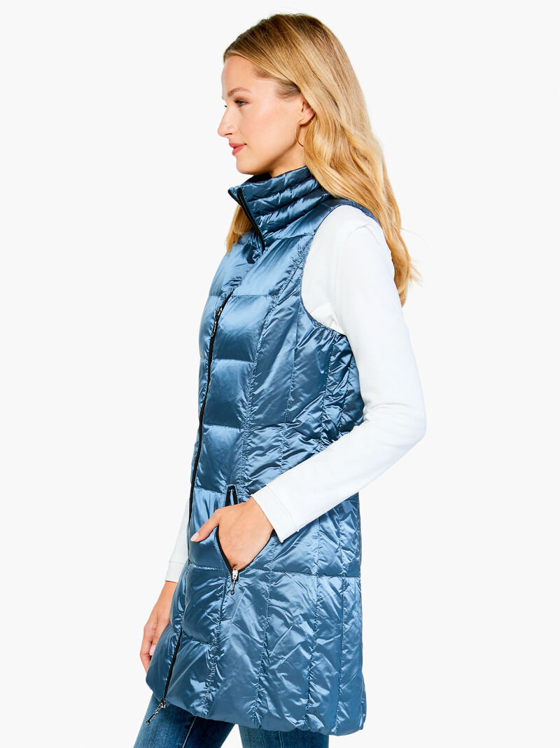 Woman Wears Anorak Long Down Filled Vest image number 1