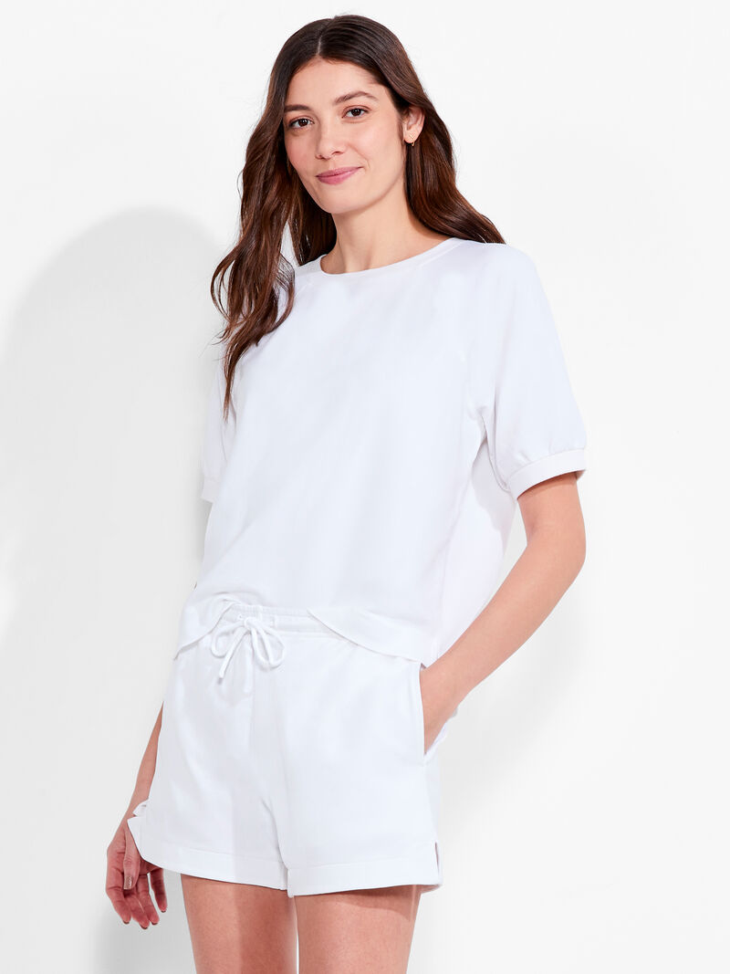 Woman Wears NZT Short Sleeve Round Neck French Terry Top image number 0