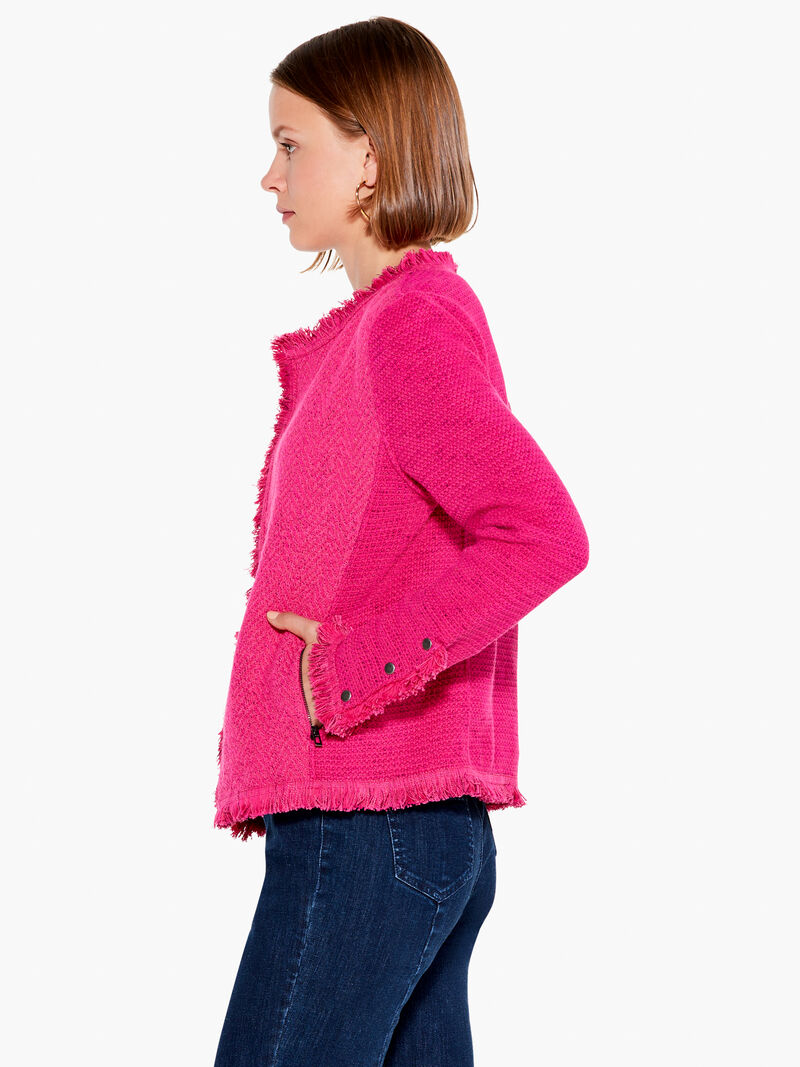 Woman Wears Fringe Mix Knit Jacket image number 1