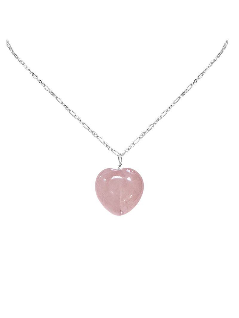 La-Soula Give A Little Love Rose Quartz Heart Silver