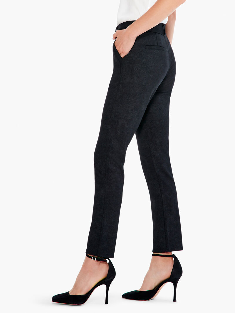 Woman Wears Sueded Foil Slim Trouser image number 1