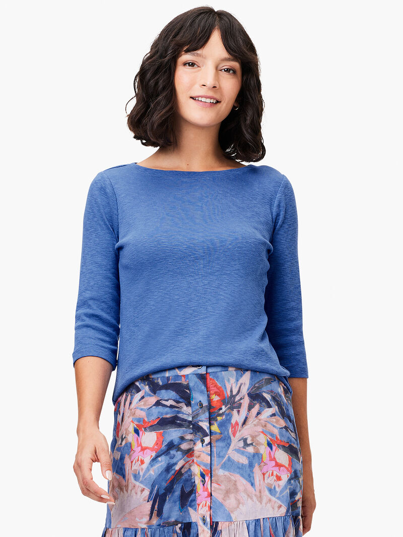 Woman Wears NZT 3/4 Sleeve Boat Tee image number 0