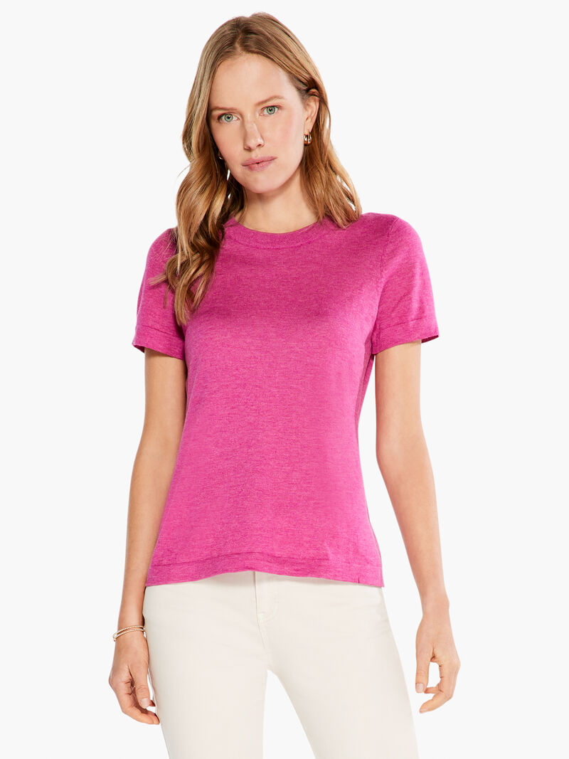 Woman Wears Crew Neck Short Sleeve Sweater Tee image number 0