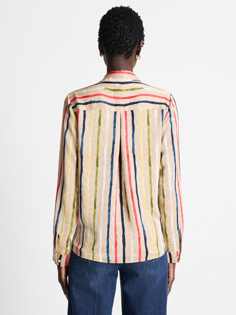 Woman Wears Painted Stripe Top image number 3