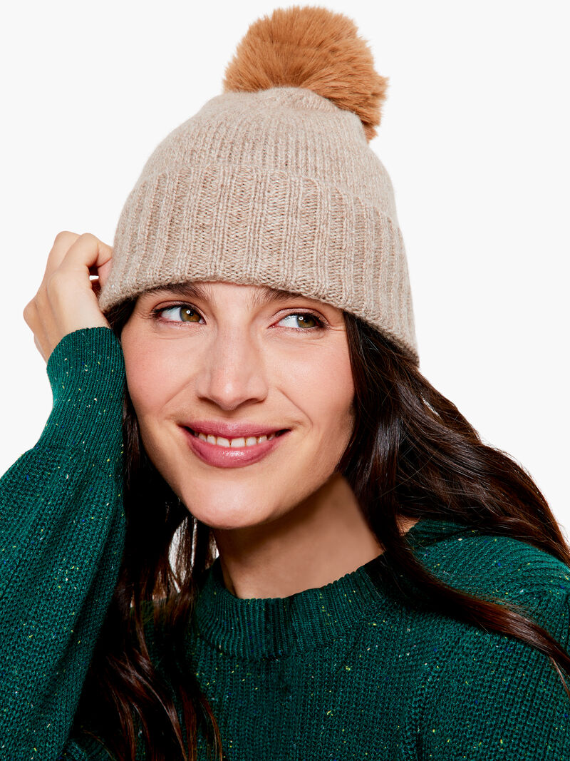 Hat Attack Cashmere Hat With Faux Fur Pom