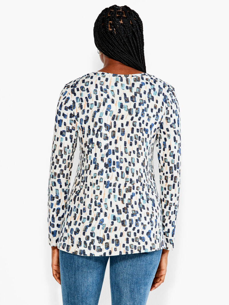 Woman Wears NZT Abstract Blocks Long Sleeve V Tee image number 2