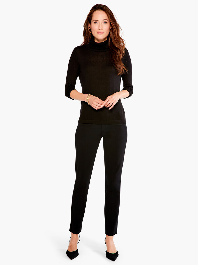 Woman Wears Turtleneck Sweater Tee image number 3