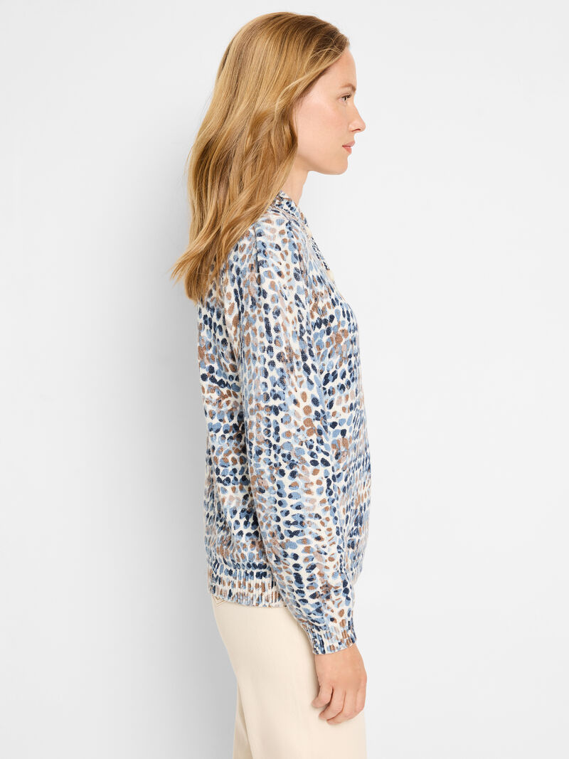 Woman Wears Dew Drops Button Henley Sweater image number 2