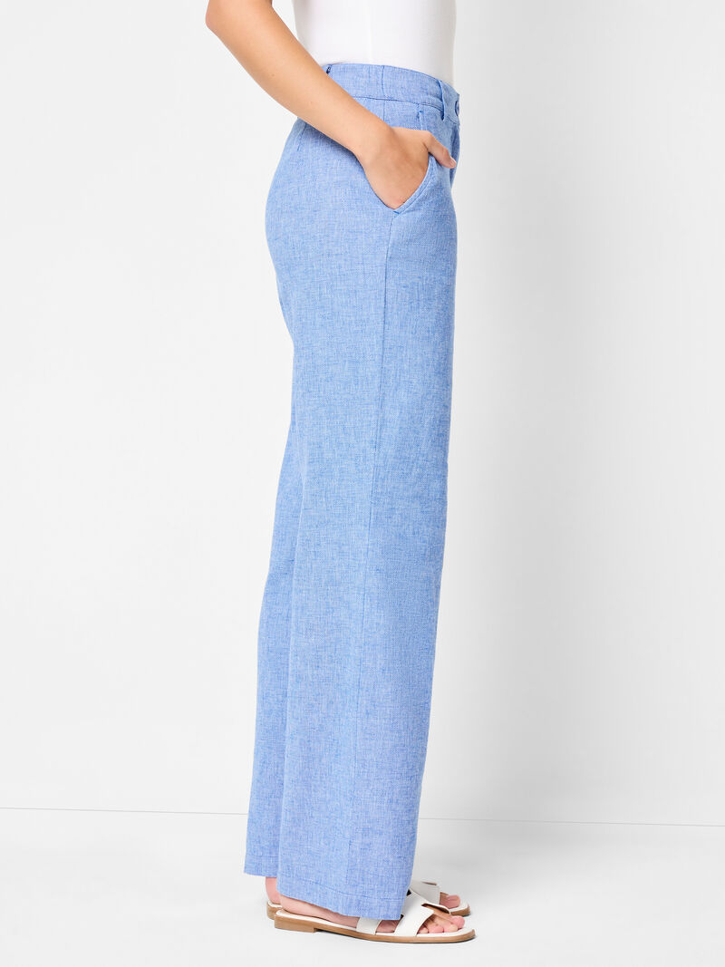Woman Wears 31" Linen Cotton Eliot Wide-Leg Pant image number 2