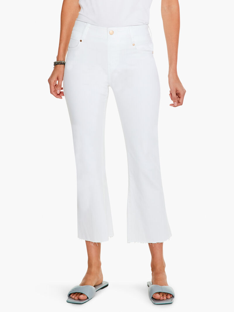 Woman Wears Liverpool Gia Crop Flare Pant w/ Back Vent image number 0