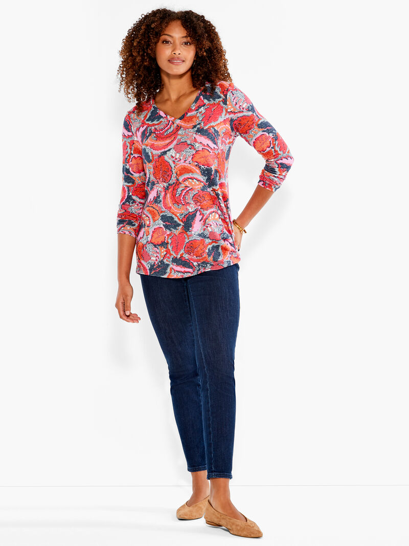 Woman Wears NZT Sweet Dreams Long Sleeve Tropics V Tee image number 4