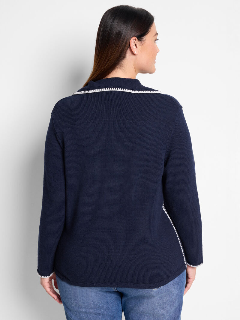 Woman Wears Blanket Stitch Getaway Sweater image number 3