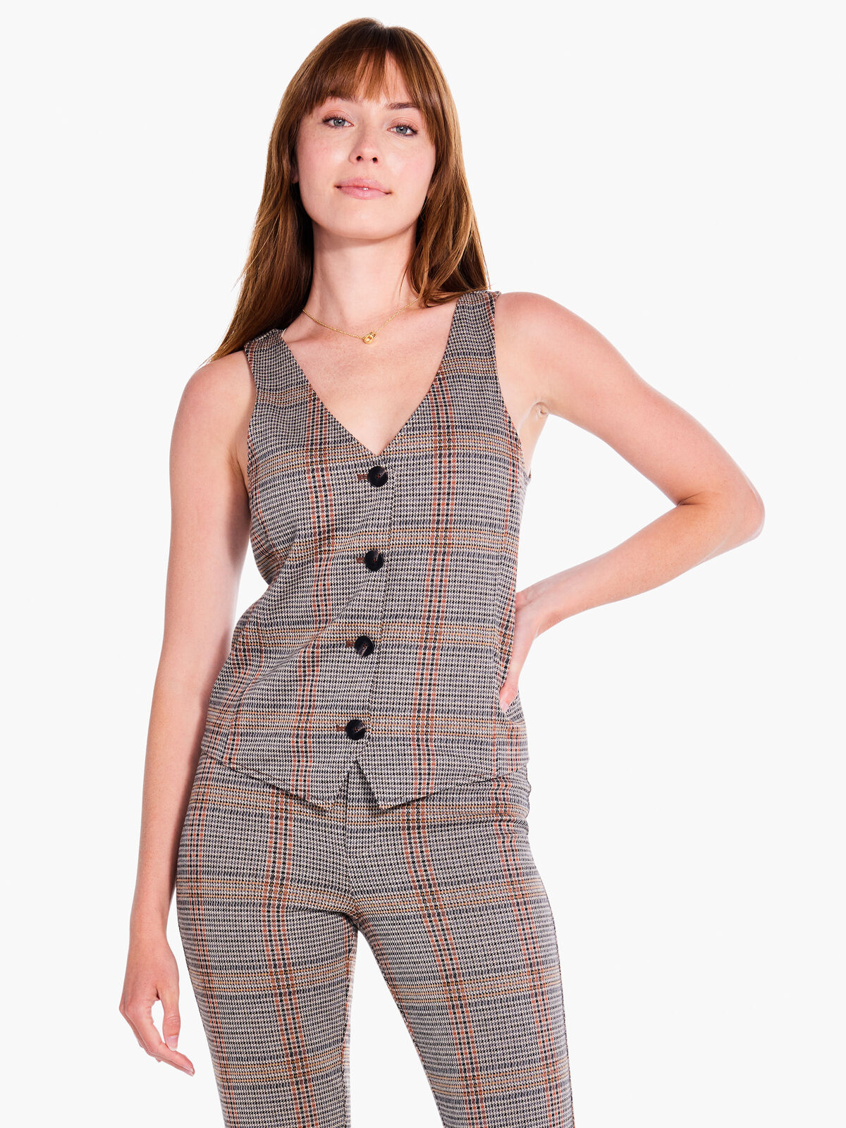 Sketched Plaid Knit Vest