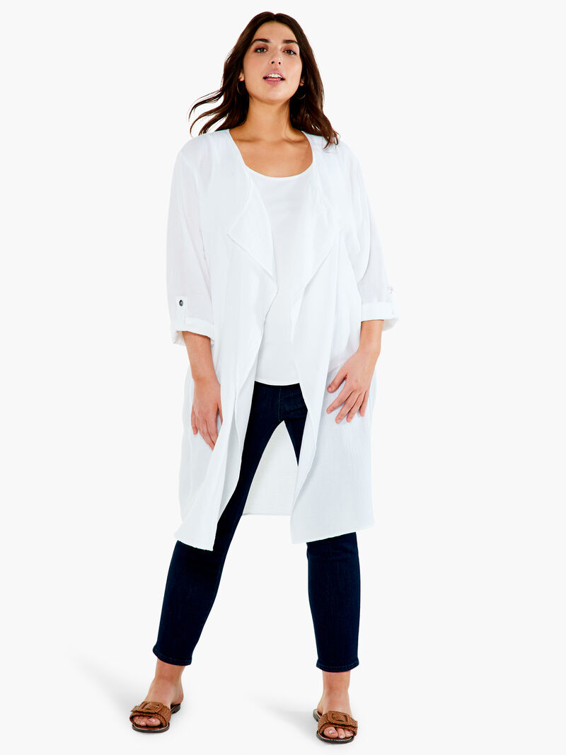 Woman Wears Double Gauze Boatcruise Cardigan image number 3