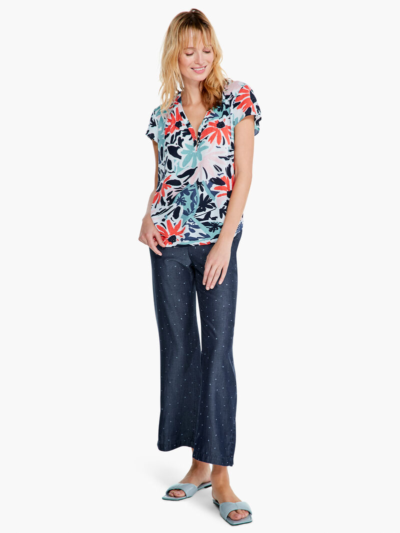 Woman Wears Tropical Patchwork Top image number 3
