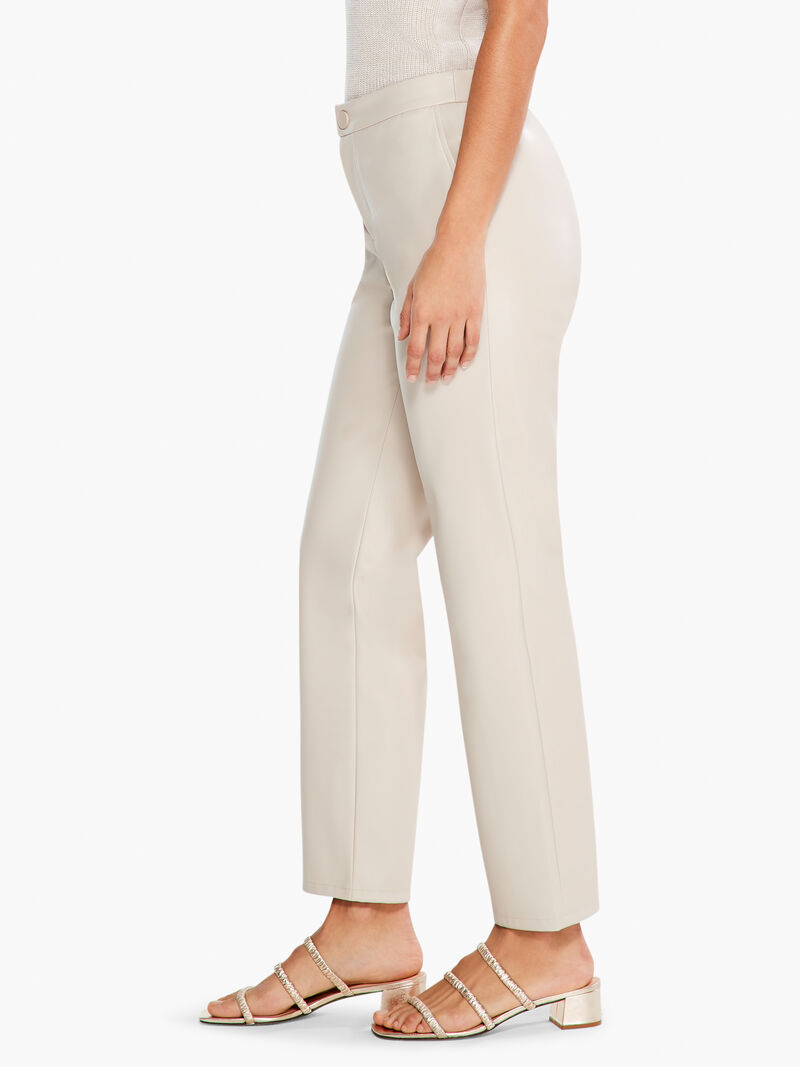 Woman Wears Faux Leather Straight-Leg Trouser image number 1