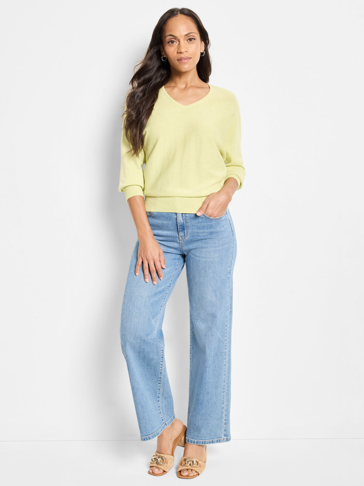 Easy V-Neck Pure Cotton Sweater