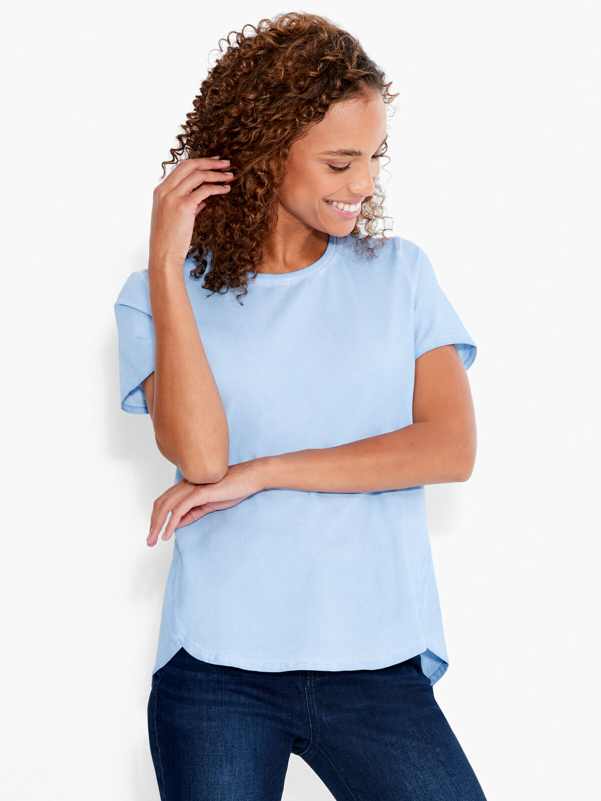NZT Short Sleeve Shirt Tail Crew Neck Tee