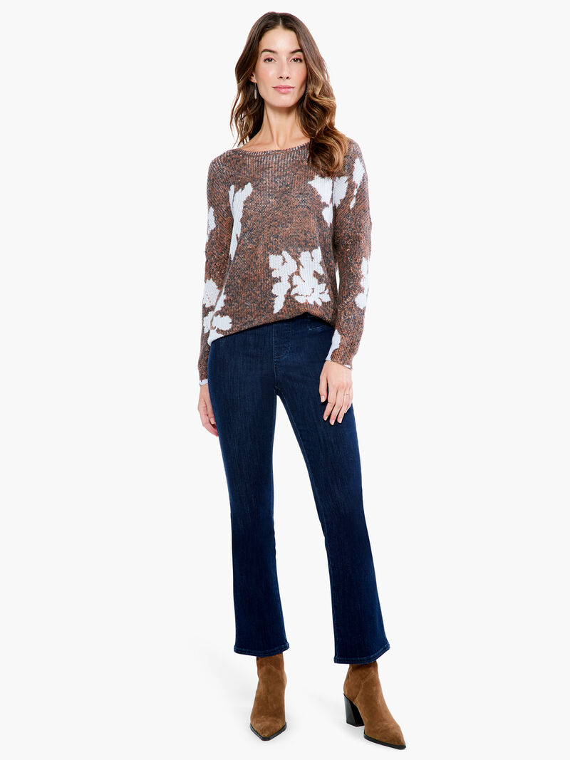 Woman Wears Scattered Florals Sweater image number 4