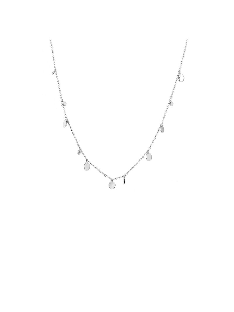 Woman Wears Marlyn Schiff Sterling Delicate Disc Necklace image number 0