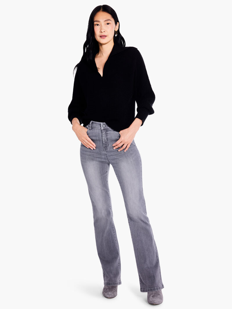 Woman Wears Drape Collar Shaker Sweater image number 1