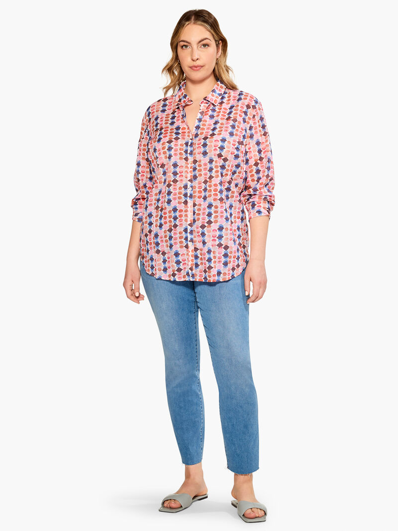 Woman Wears Geo Dots Boyfriend Shirt image number 4