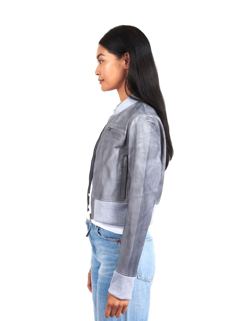 Woman Wears JKT - Collins Burnished Leather Jacket image number 1