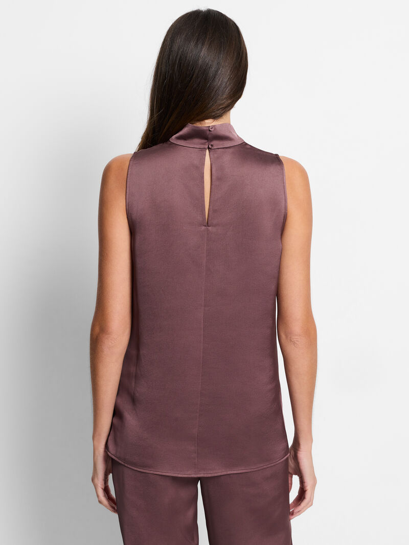 Woman Wears Luxe Satin Drape Tank image number 3