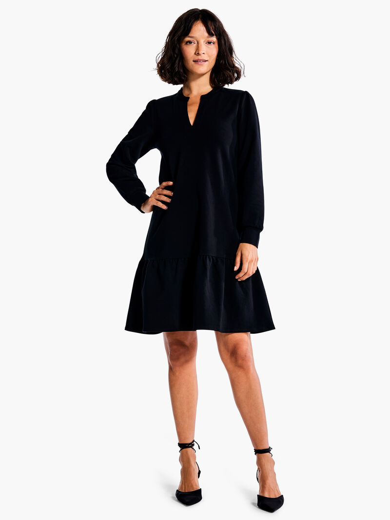 Woman Wears Tiered French Terry Dress image number 3