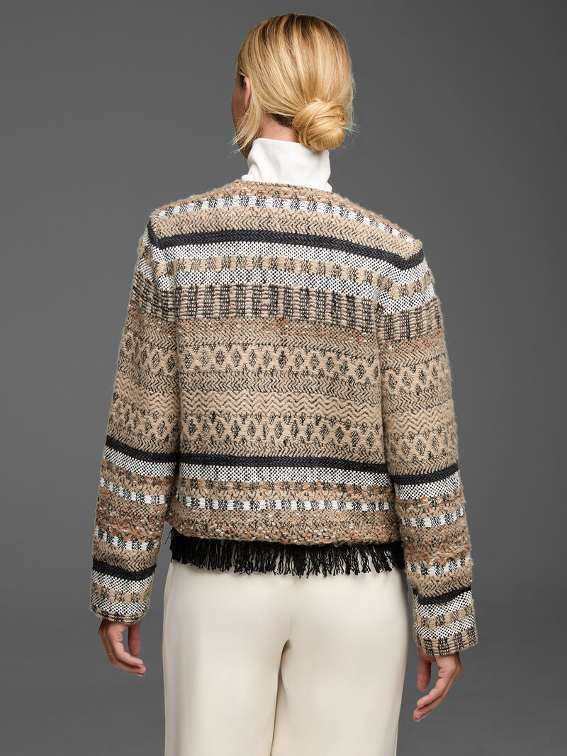 Woman Wears Gold Label Knit Weaving Trimmed Jacket image number 4