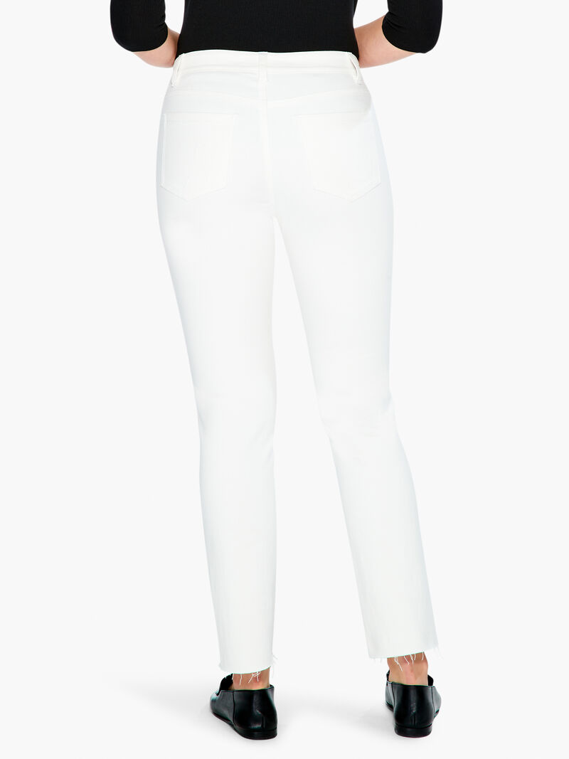 Woman Wears NZ Denim 28" Colored Mid Rise Straight Ankle Jeans image number 3