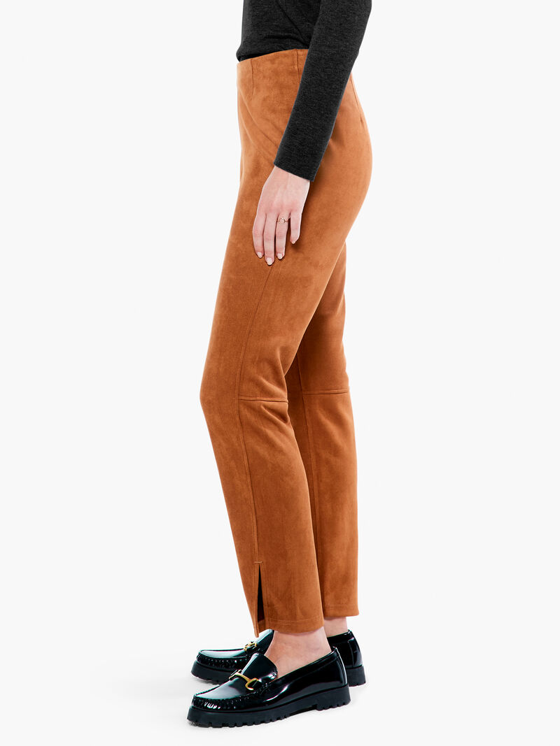 Woman Wears Seams Suede Slim Pant image number 1