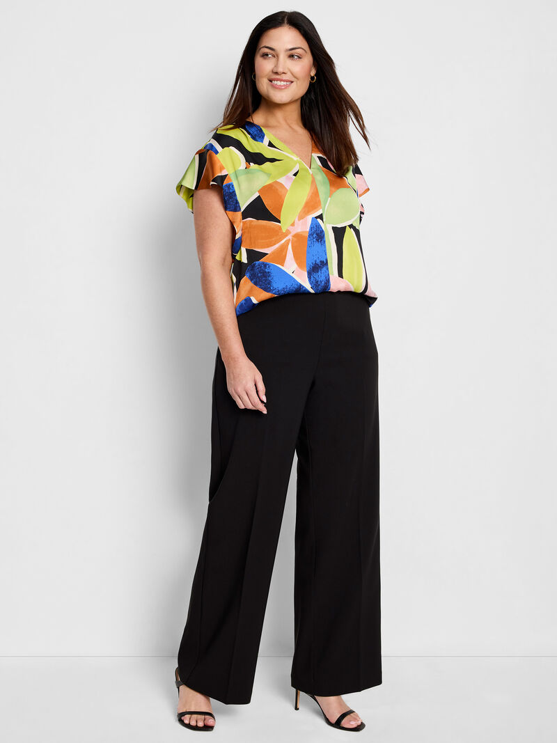 Woman Wears Mega Blooms Flutter Woven Top image number 1
