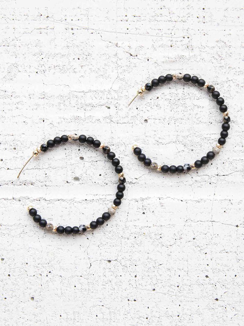Woman Wears Nakamol Beaded Hoops image number 0