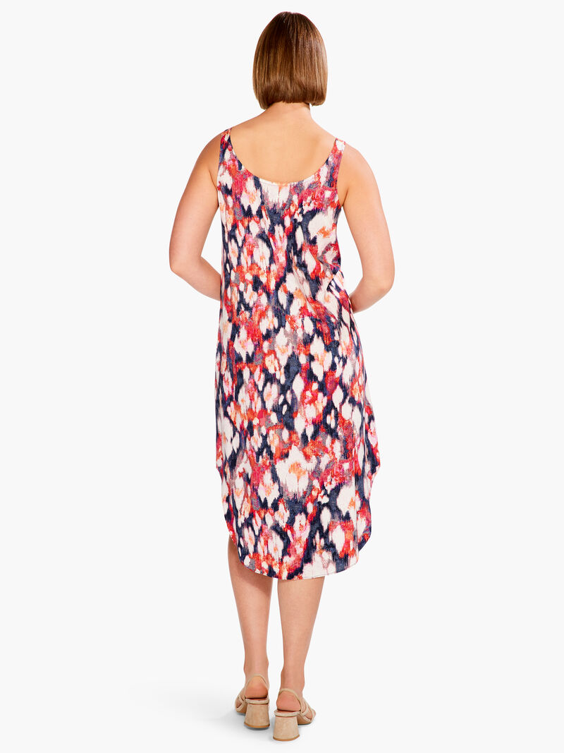 Woman Wears Floral Ikat Live In Dress image number 2