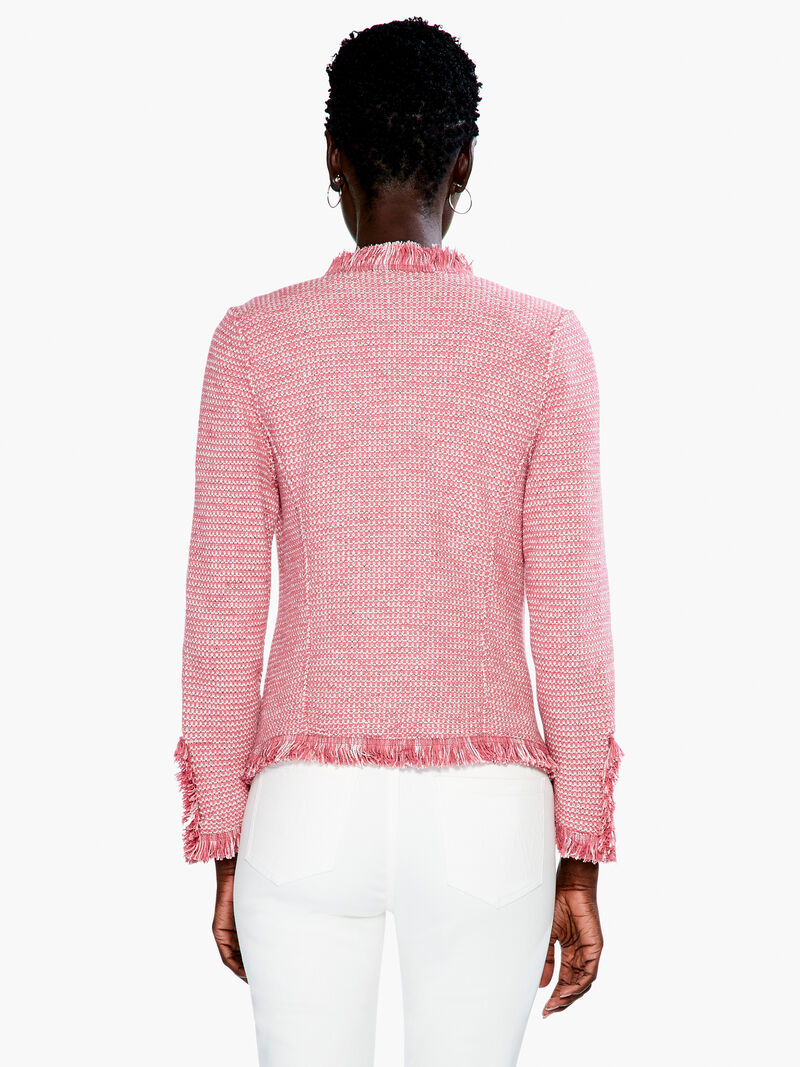 Woman Wears Fringe Mix Knit Jacket image number 3