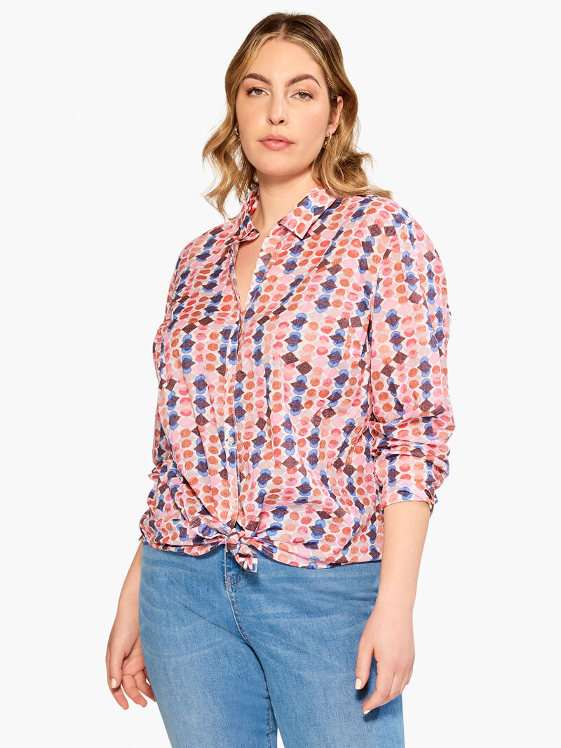 Woman Wears Geo Dots Boyfriend Shirt image number 1
