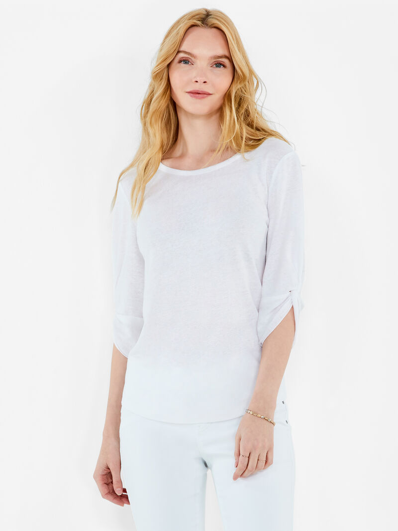 Woman Wears NZT Elbow Knot Sleeve Boat Neck Tee image number 0