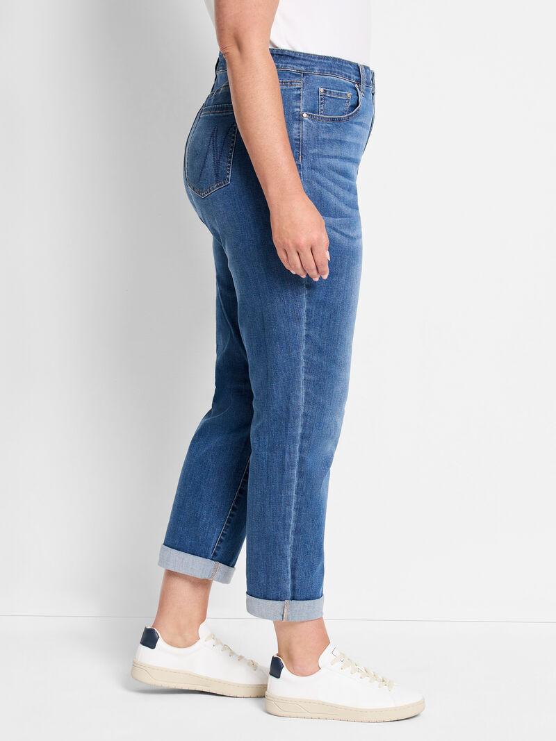 Woman Wears NZ Denim 29" Mid Rise Girlfriend Jeans image number 2