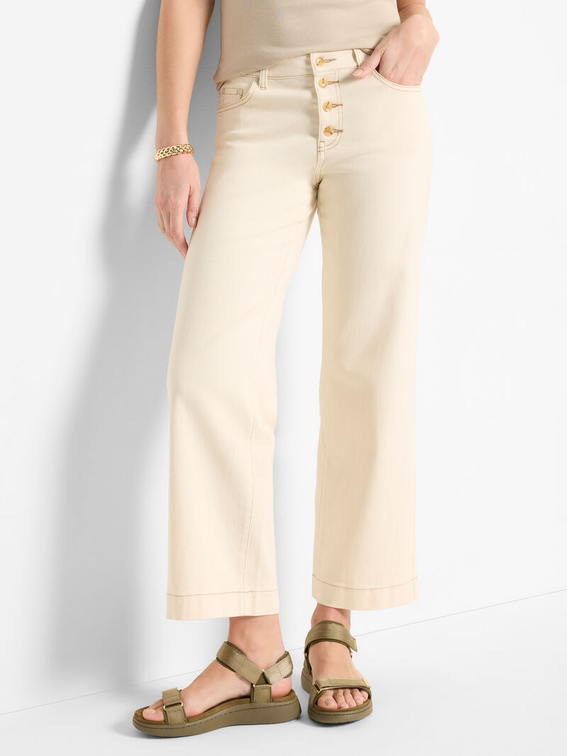 28" Horn Button Wide-Leg Jeans