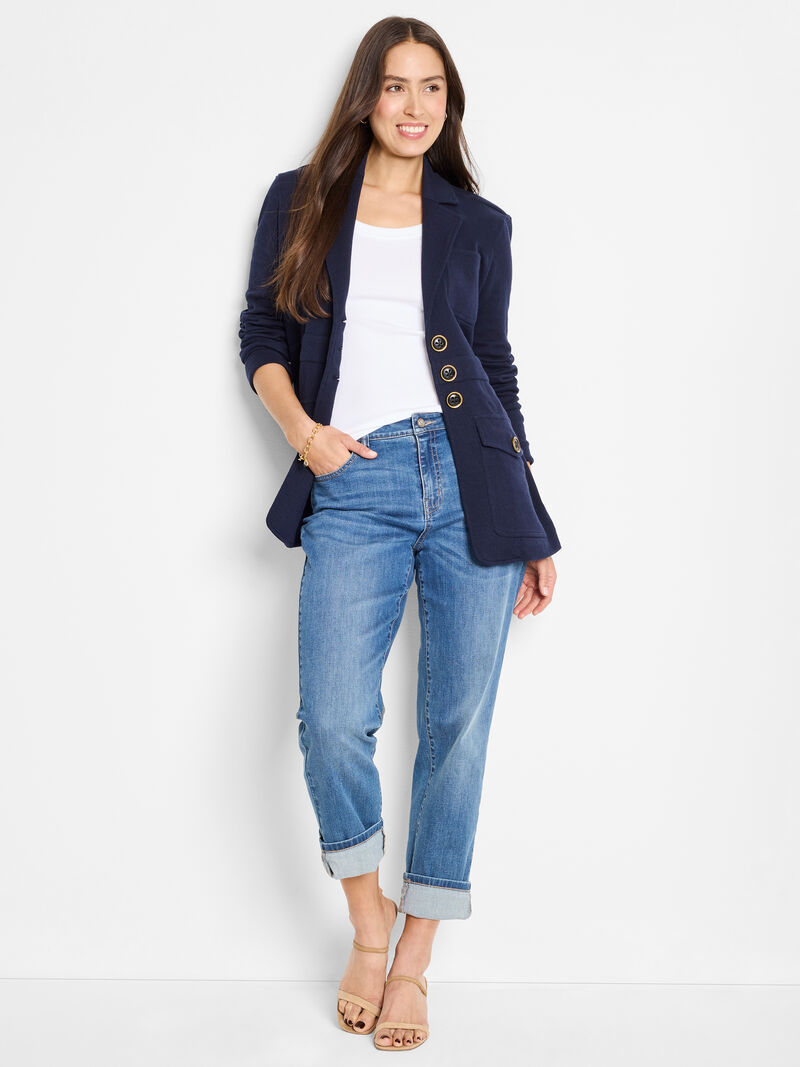 Woman Wears NZ Denim 29" Mid Rise Girlfriend Jeans image number 1