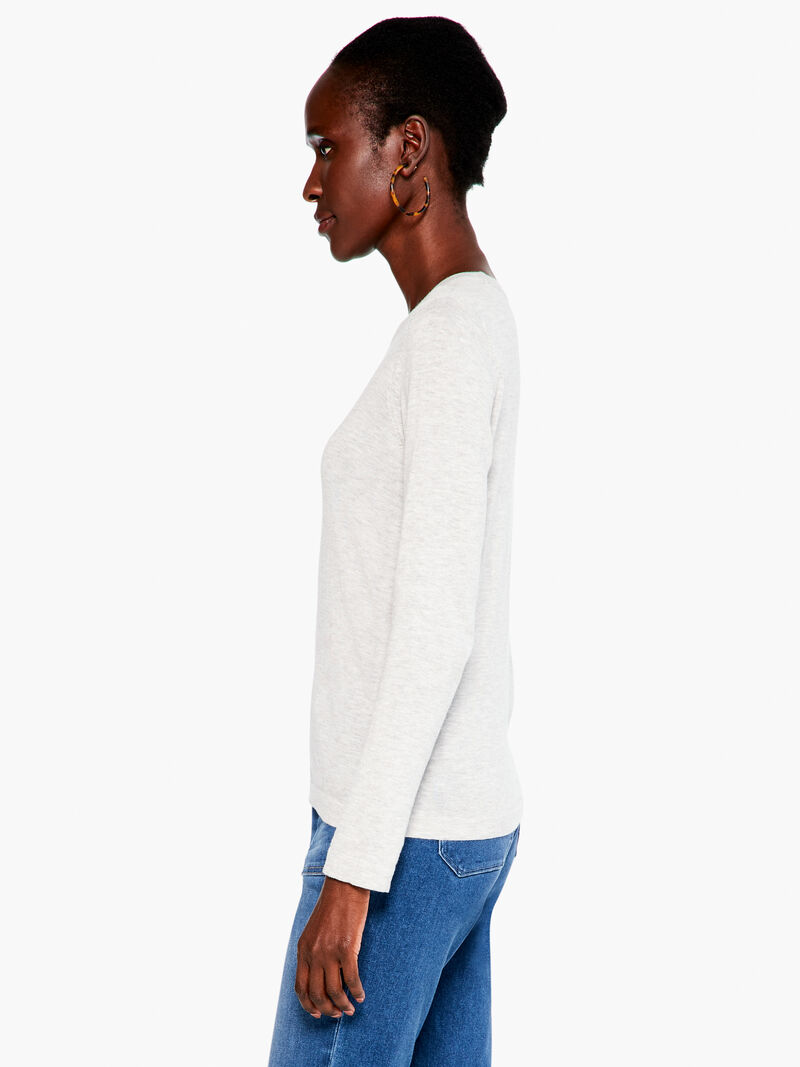 Woman Wears Crew Neck Long Sleeve Sweater Tee image number 1