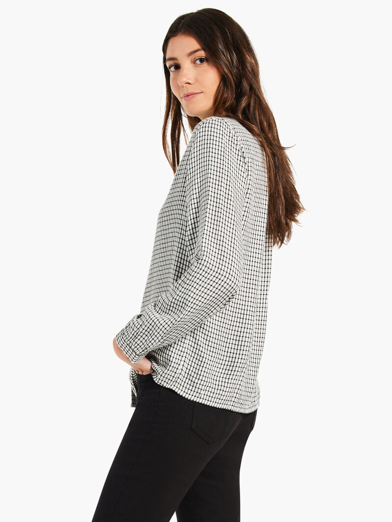 Woman Wears Femme Plaid Shirt image number 1