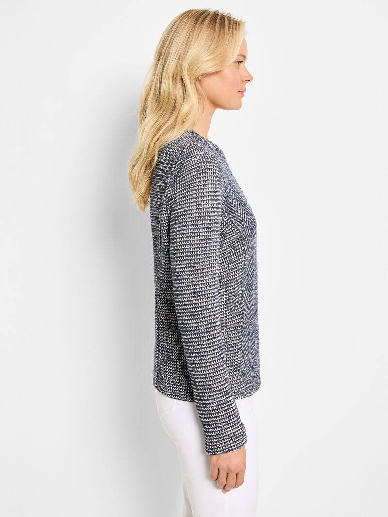 Woman Wears Weave Mix Knit Zip Jacket image number 2