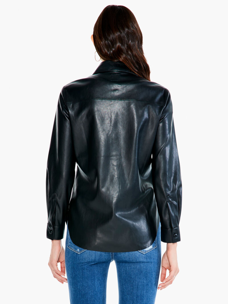 Woman Wears Faux Leather Shirt image number 2