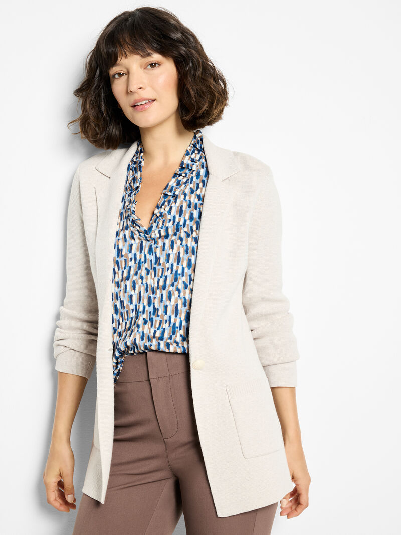 Woman Wears Elegant Knit Blazer image number 5