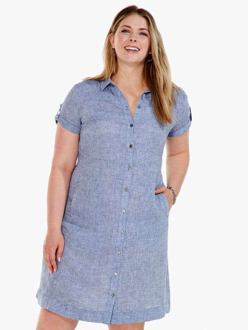 Woman Wears Drifty Linen Shirt Dress image number 0